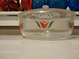 Vintage pyrex rare htf frosted red tulip 2