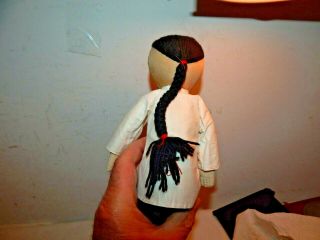 Vintage 1950 ' s Ada Lum Cloth Embroidered Chinese Boy Doll with Pony Tail 2