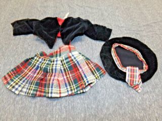 Vintage 1950s Terri Lee Tagged 16 " Doll Scottish Skirt Jacket And Beret Outfit