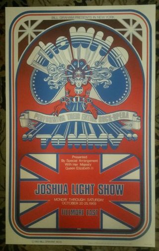 The Who Tommy Fillmore East Concert Poster,  Rare 2nd Print (limited 500) Vg,  /nm