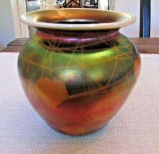 Antique Iridescent Art Glass Heart & Vine Bowl Imperial Freehand Steuben Durand