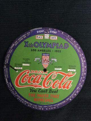 Rare 1932 Coca Cola Los Angeles Olympics Event Record Spinner Calculator