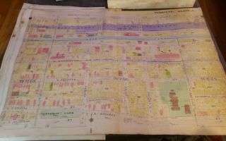Antique Early 1900 Syracuse Ny Plat Street Map Hopkins Linen Erie Canal Rr Atlas