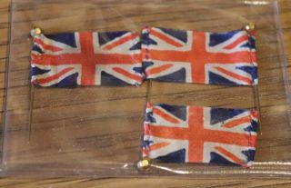 Set Of 3 Antique Union Jack Pin Flags - Ww1 Memorabilia