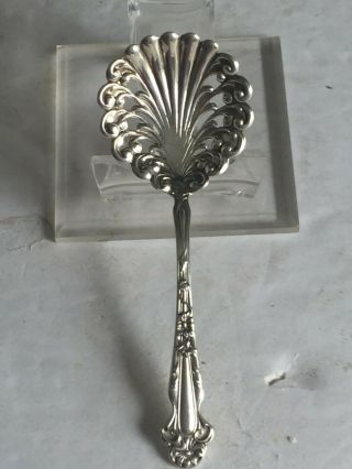 Antique Art Nouveau Plume American Sterling Silver Nut Bon Bon Spoon Pat.  1904