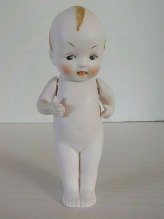 Antique Bisque German Googly Eyes Little Boy Doll With Jointed Arms 5 1/2 " Tall