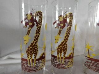 vintage retro mid century modern drinking glasses kitchen bar monkey giraffe old 3