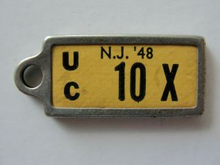 1948 Jersey Dav Key Chain License Plate Tag Metal U / C 10 X Rare
