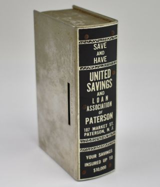 Antique Paterson Nj S&l Coin Sorter ‘book’ Banks - Pb104