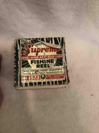 Old Vintage Fishing Reel Pflueger Bait Supreme 4 Lure Bait Tackle Box Ex