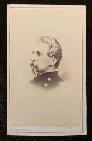 Antique Cdv Photo Card Civil War Officer General Philip Kearney 19