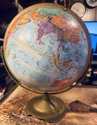 Ussr 1970’s Vintage 12 " Diameter Replogle World Nation Series Globe Made In Usa