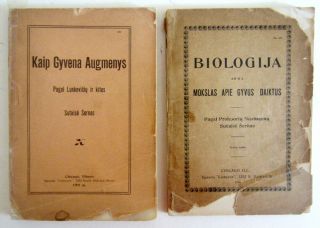 2 Antique Lithuania Books On Natural History Biology 1901 - 1916 Šernas Chicago