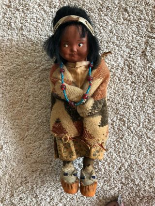 Antique Skookum Doll Native American W/ Beads All
