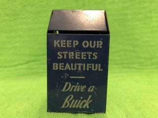 Vintage " Drive A Buick " Metal Trash Can Counter Display Very Rare