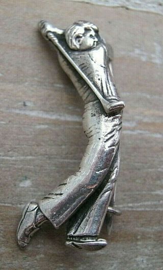 Solid Silver Golf / Golfing Brooch / Tie Pin / Badge