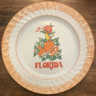 Rare Vintage 9 " Orange Bird Walt Disney World Florida Park Destination Plate