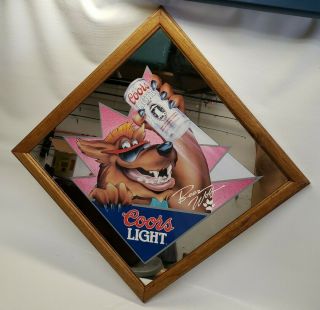 Vintage Coors Light Beer Wolf Advertising Mirror Sign 16 " X 16 " Rare