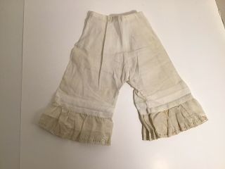 Antique 12 - 3/4 " Doll Pantaloons With Ruffles