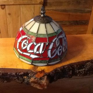 Vintage Coca - Cola Stained Glass Lamp Shade Real Glass,  Very Rare