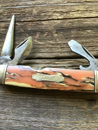 Vintage Imperial Providence RI Scout Camping Pocket Knife Rare Handles 2