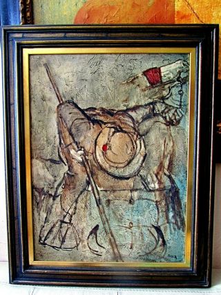 Rare Antique 1940s Oil Painting,  Rancher Man,  With Solid Wood Frame 2
