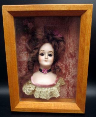 Vintage Porcelain Germany Half Doll Related Kestner Gibson Girl Shadow Box