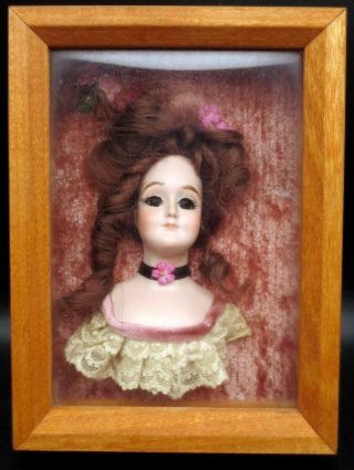 Vintage Porcelain Germany Half Doll related Kestner Gibson Girl Shadow Box 2