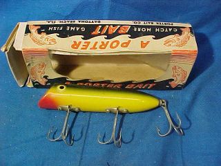 Vintage Porter Bait Co Duz Biz Model Fishing Lure 5 " W Box