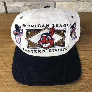 Rare Vintage 90s Cleveland Indians Starter Snapback Hat Cap American League Vtg
