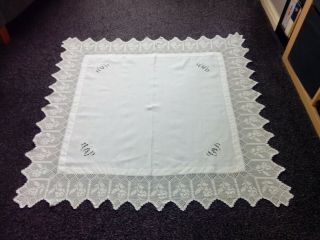 Vintage Linen Tablecloth With Openwork And A 16 Cm Border