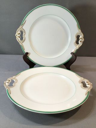 Pair Antique 19th Century Old Paris Porcelain Hand Painted Cake Plates