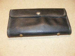 Vintage Common Sense Black Leather Fly Fishing Wallet - Made In Usa