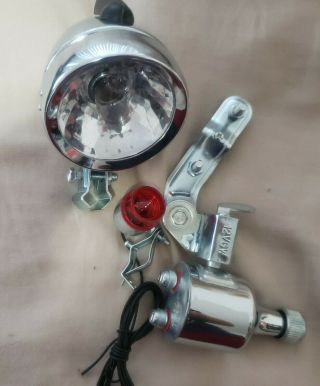 Front And Rear Head Light Lamp Generator Road Touring Bicycle Vintage Rare