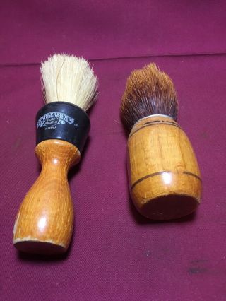 2 Old Antique " Barber Shop " Collectible Pure Bristle Shaving Brush " Austria "