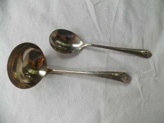 Holmes And Edwards Is Lovely Lady 6 3/8 " Gravy Ladle 6 1/4 " Sugar Spoon