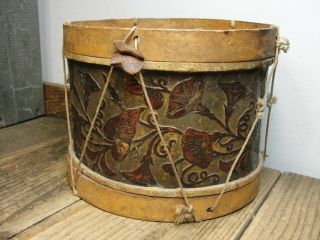 Antique Primitive Tin & Wood 8 " Diameter Snare Drum For Repair Or Restoration