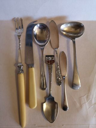Vintage Pickle Fork And Other Collectible Cutlery Items,  Including A Small Ladle