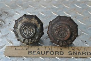 Rare Ihc International Hit Miss Gas Engine Matched Pair Cast Iron Grease Cups