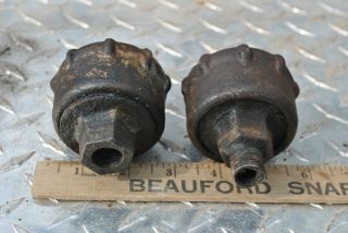 Rare IHC International Hit Miss Gas Engine Matched Pair Cast Iron Grease Cups 2