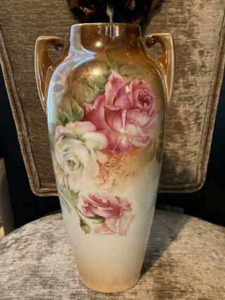 Antique Tillowitz Rs Prussia Porcelain Rose Vase Victorian 10 Inches