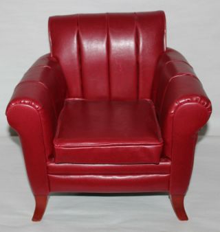 Vintage Kingstate The Dollcrafters Faux Leather Red Club Chair For Doll Or Bear