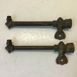Pair Antique Brass Gas Light Wall Sconce Fixtures To Restore