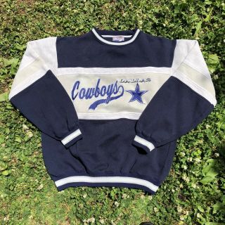 Vintage Nfl Dallas Cowboys Rare Crewneck Sweater Embroidered Color Block Logo 7