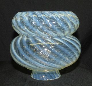 Antique 4 1/2 " Tall White Opalescent Swirl Glass Lamp Shade W/ 2 1/8 " Fitter