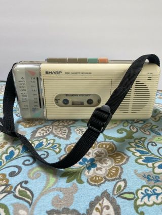 Vintage Sharp Qt - 5 (w) Am/fm Radio Cassette Recorder With Strap Rare