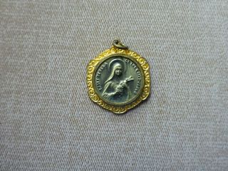 Antique Catholic Religious Medal St Teresa Of The Child Jesus Silver & Gold Tone