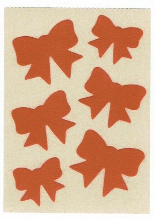 Rare Vintage Sandylion Stickers Sheet Fuzzy Brown Backing Red Bows 3.  5 X 5 "