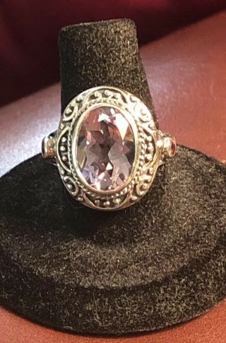 Vintage Pink Topaz Gemstone 925 Sterling Silver Ring Size 7 Hallmarked