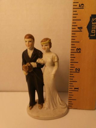 Antique Vintage Bisque Cake Topper Bride and Groom 1920s - 30s Style (4.  0 in) 2